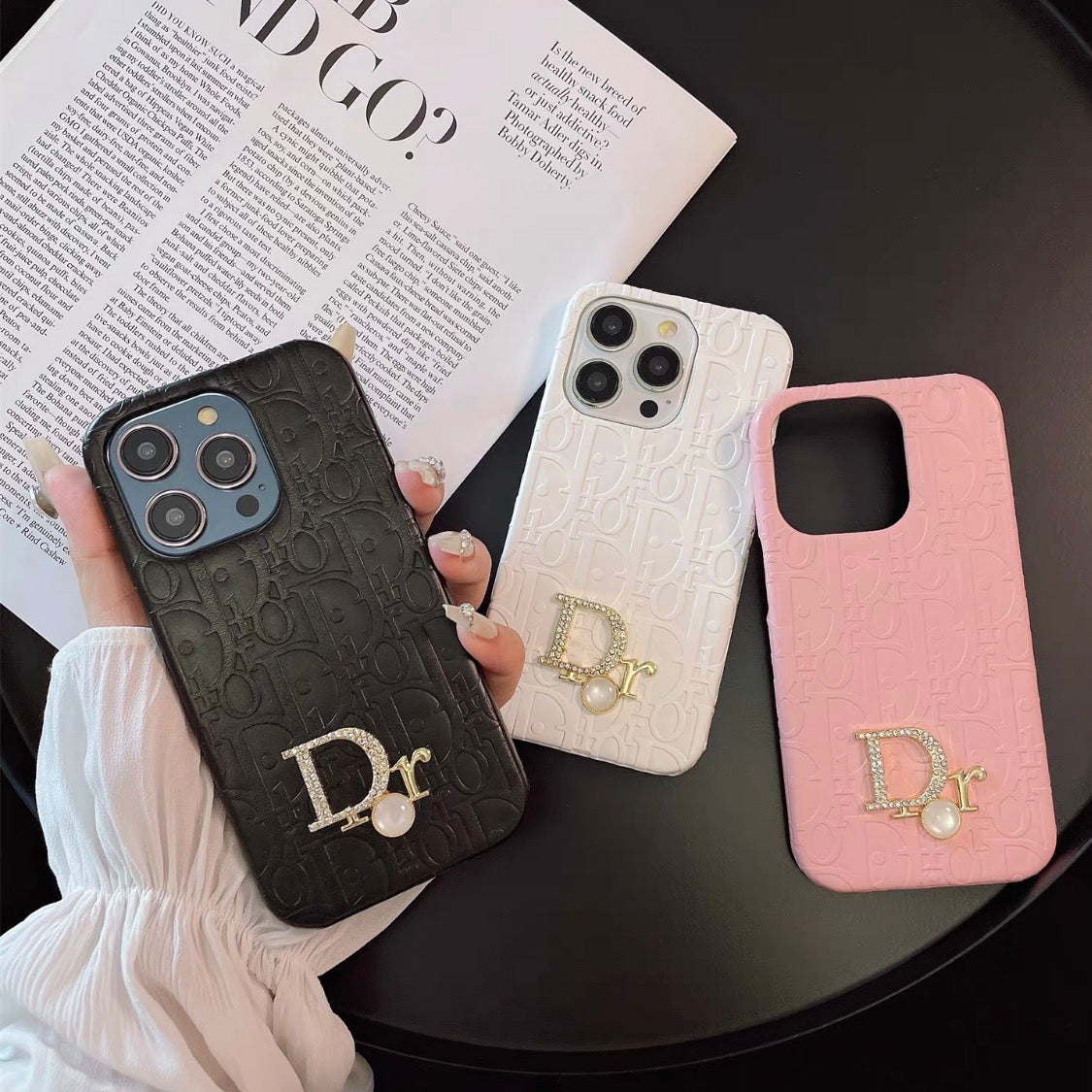 ✨ Luxury Dior Embossed Pearl Edition Case